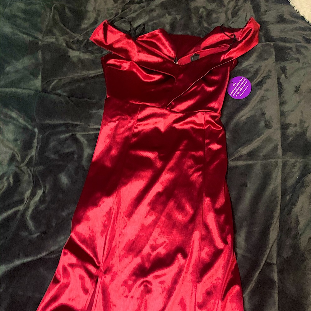Red sexy satin dress